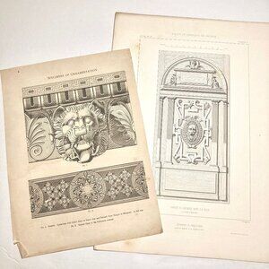2 Decorative Victorian Prints featuring Lions